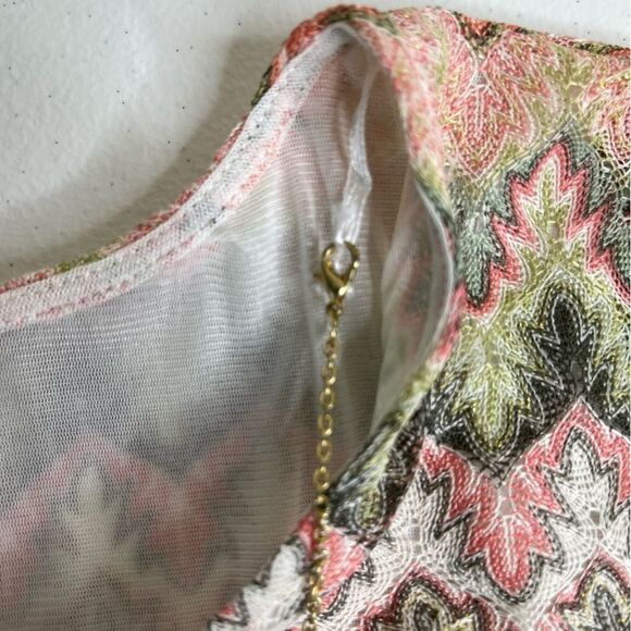 NWT Alfred Dunner Botanical Gardens Chevron Knit Top Necklace Women Size Medium - Picture 5 of 12